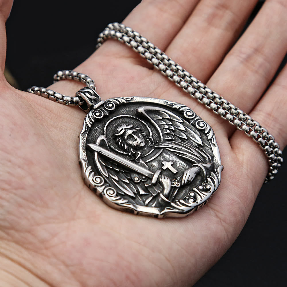 Christianartworkshop Cross Angel Wings Stainless Steel Pendant Necklace Chains - image 2