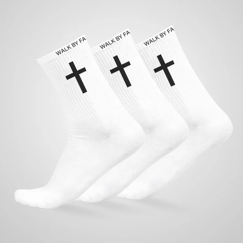 Christianartworkshop Christian Faith Cotton Socks — WALK BY FAITH, NOT BY SIGHT - White - 10 Pairs - image 0