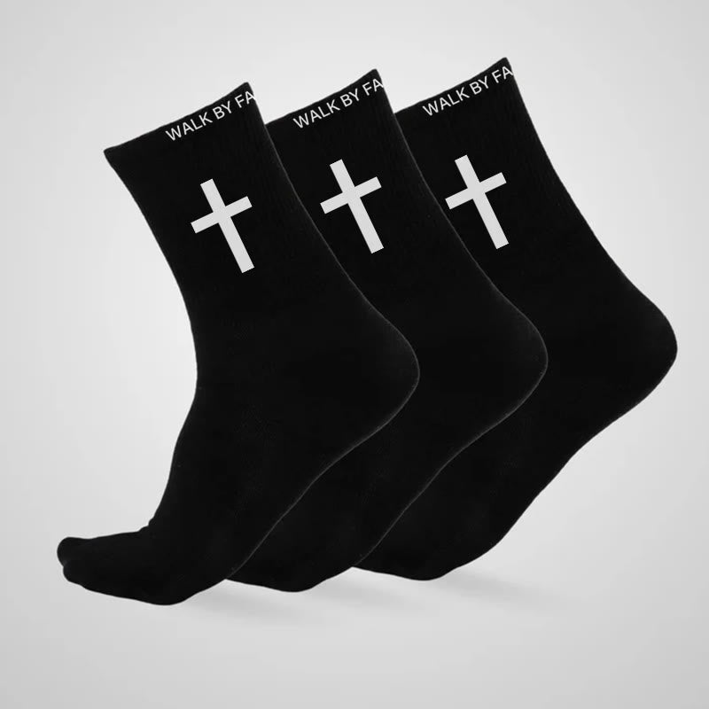 Christianartworkshop Christian Faith Cotton Socks — WALK BY FAITH, NOT BY SIGHT - Black - 10 Pairs - image 2