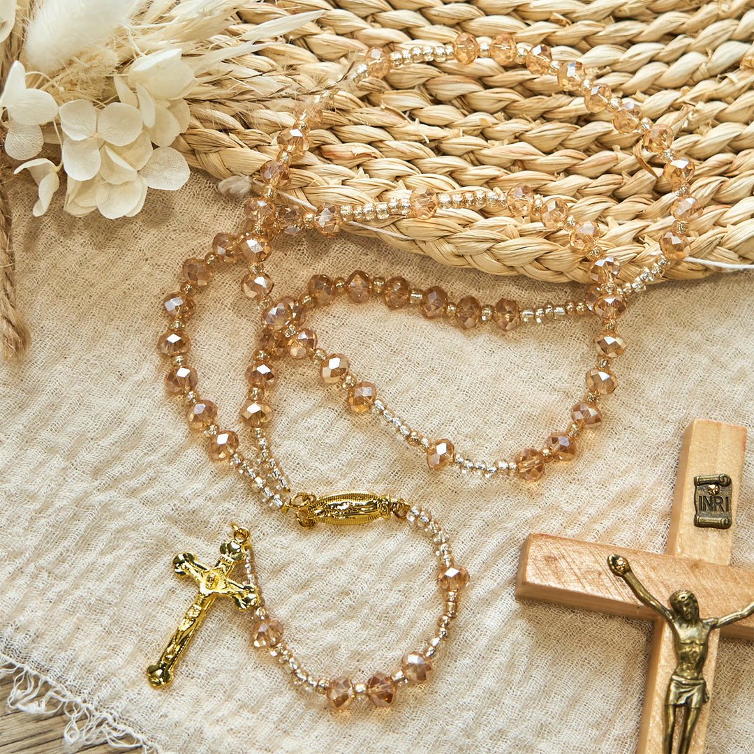 Christianartworkshop Champagne Crystal Our Lady of Guadalupe Rosary: A Divine Sparkle - image 3