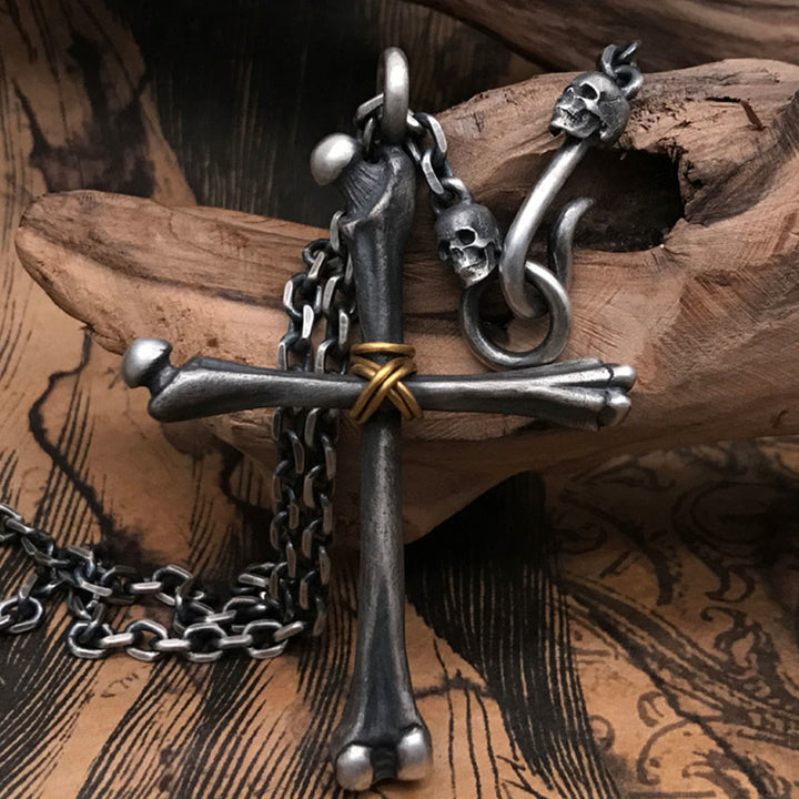Christianartworkshop 925 Sterling Silver Minimalist Cross - Bone Necklace: Religious Emblem of Modern Spirituality - Pendant & Chain - image 0
