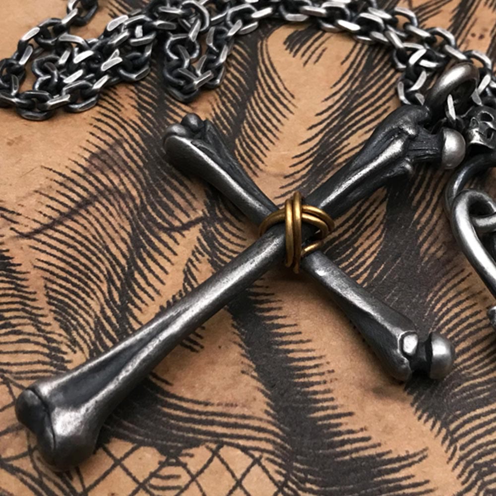 Christianartworkshop 925 Sterling Silver Minimalist Cross - Bone Necklace: Religious Emblem of Modern Spirituality - image 1