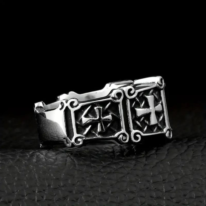 Christianartworkshop Red & Black Gemstone Cross - Embellished Couple Ring: A Symbol of Faith and Style - image 8