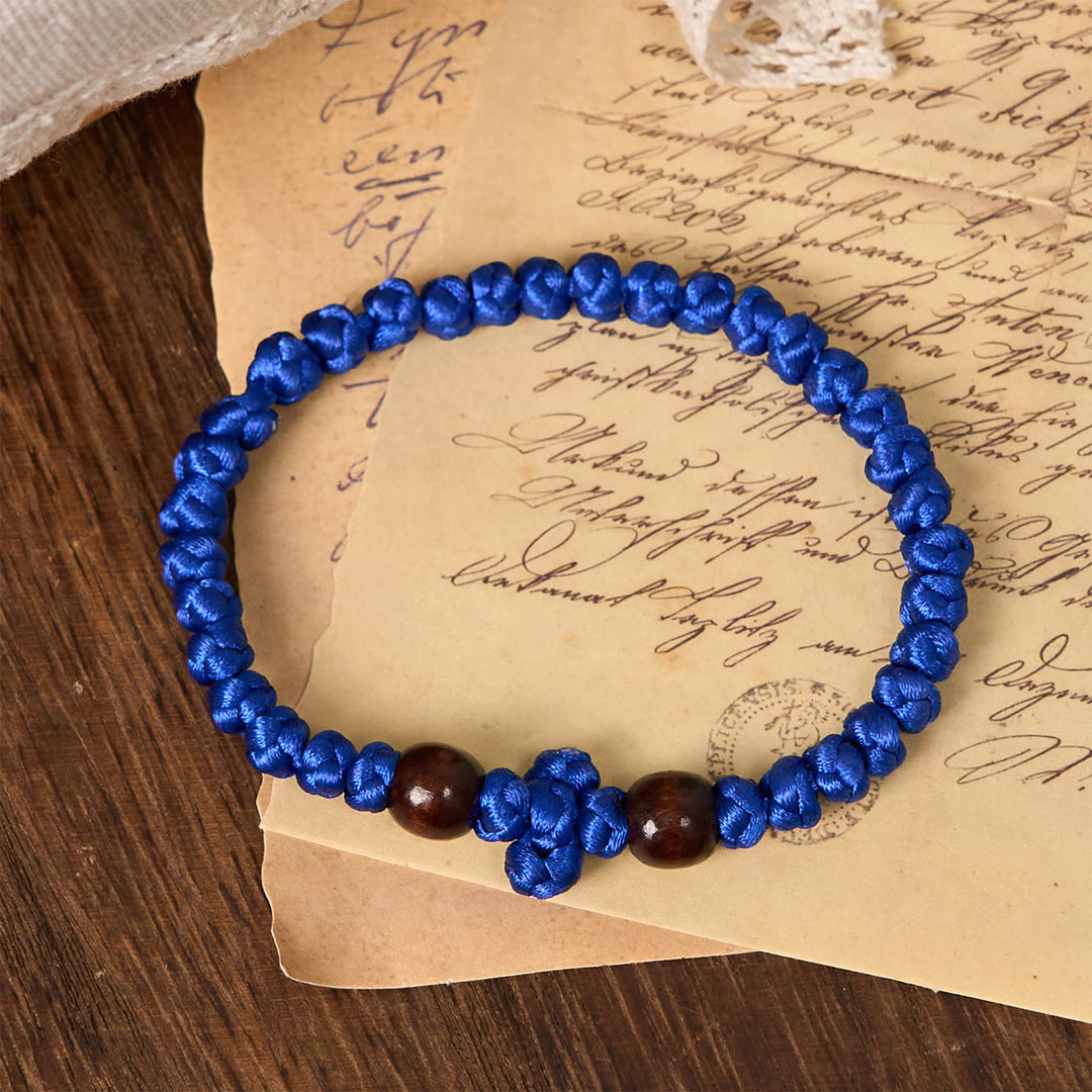 Christianartworkshop Blue & Black Cross - Knot String Bracelet: A Token of Faith - image 0