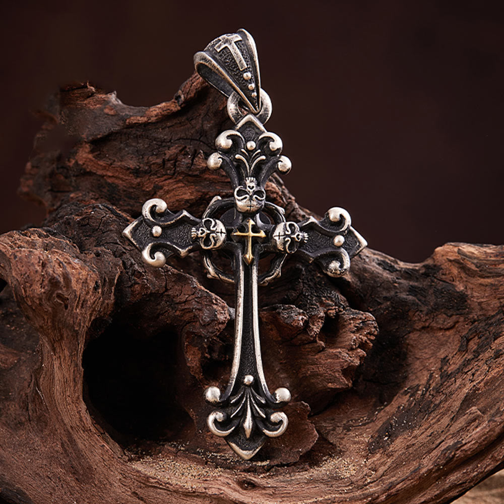 Christianartworkshop Vintage Holy Cross with Skull Necklace: A Profound Symbol of Faith's Darker Depths - image 1