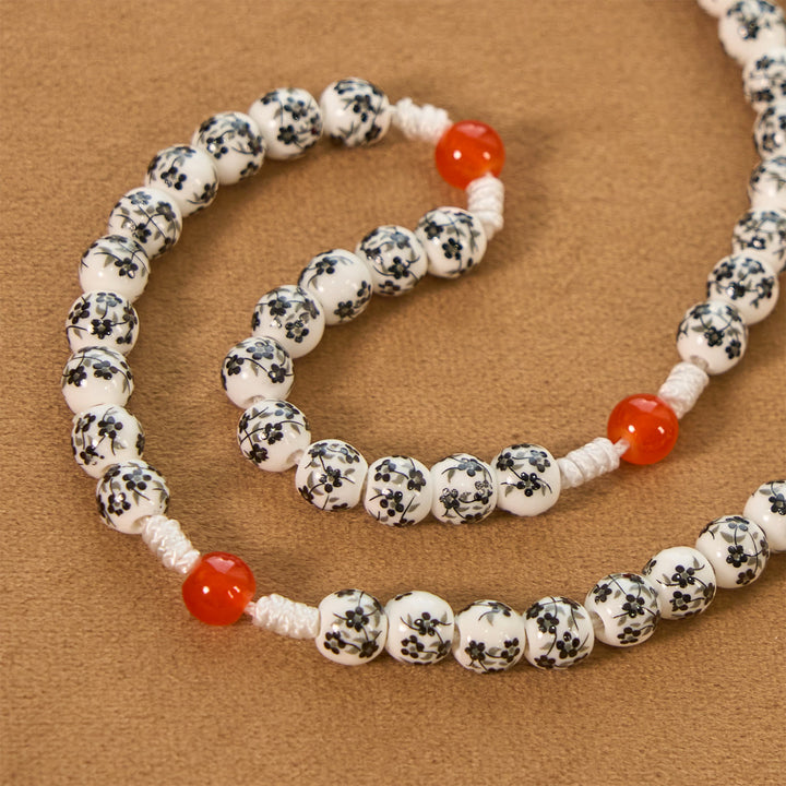 Christianartworkshop Miraculous Medal & Crucifix of 8mm Flower Ceramic Beads Handmade Rosary——Divine Protection Rosary
