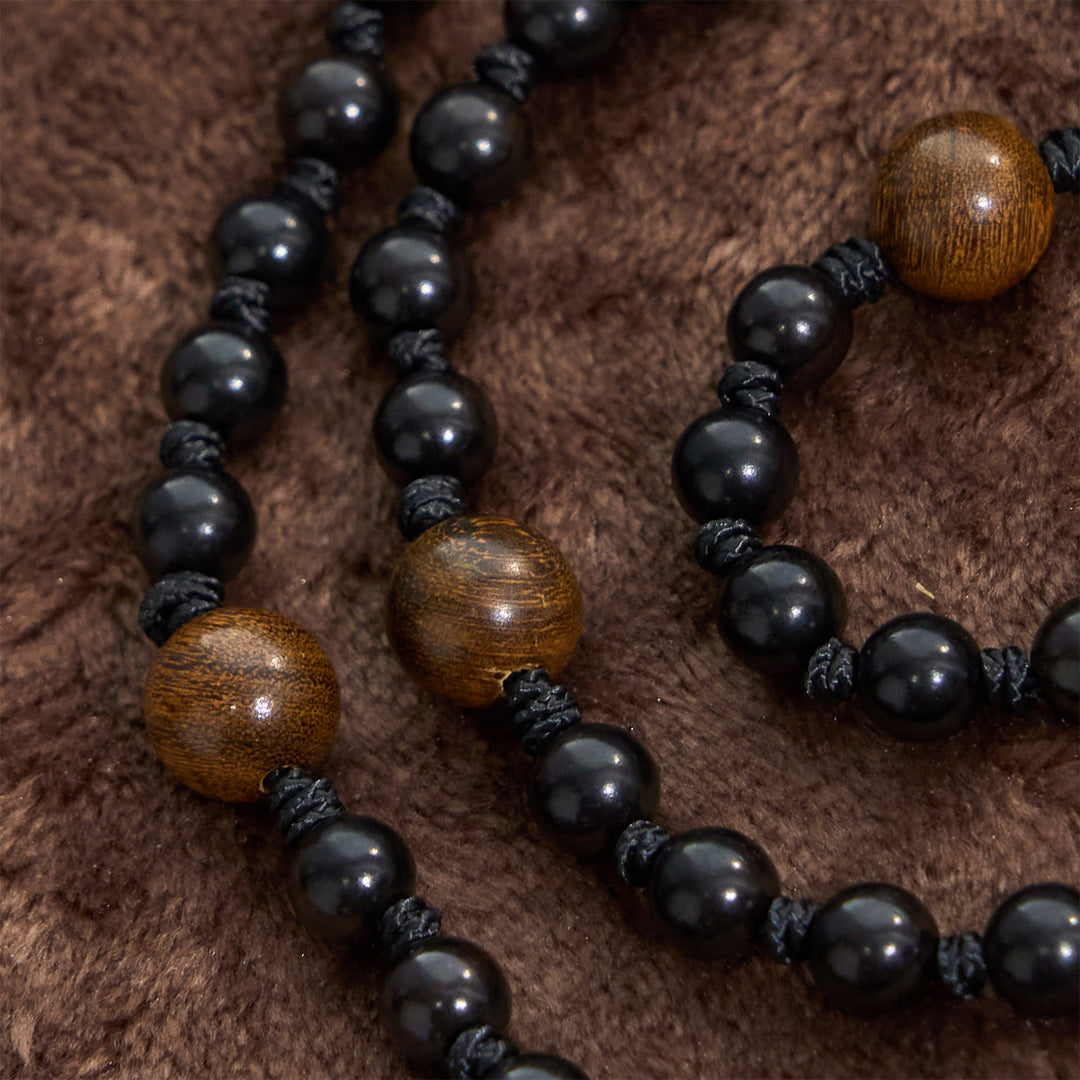 Christianartworkshop St. Benedict Medal & Crucifix of Black Wooden Round Beads Blessed Devotion Rosary - image 9