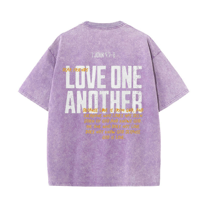 Christianartworkshop Love One Another Unisex Washed T-Shirt - Purple - 5XL - image 15
