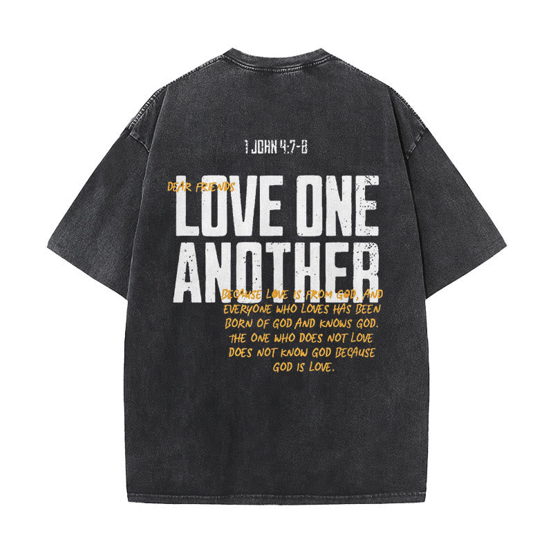 Christianartworkshop Love One Another Unisex Washed T-Shirt - Black - 5XL - image 1