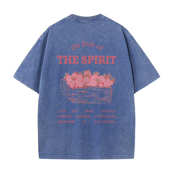 Christianartworkshop Fruit Of The Spirit Unisex Washed T-Shirt - Blue - 5XL - image 2
