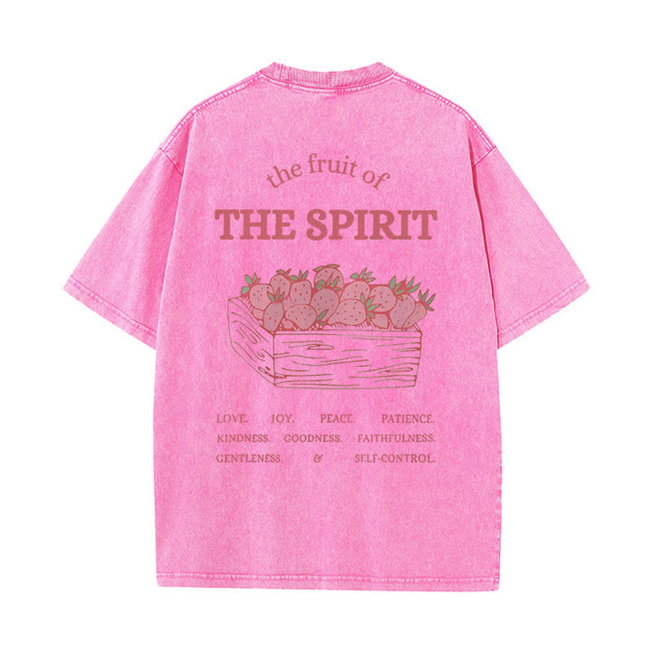 Christianartworkshop Fruit Of The Spirit Unisex Washed T-Shirt - Pink - 5XL - image 10