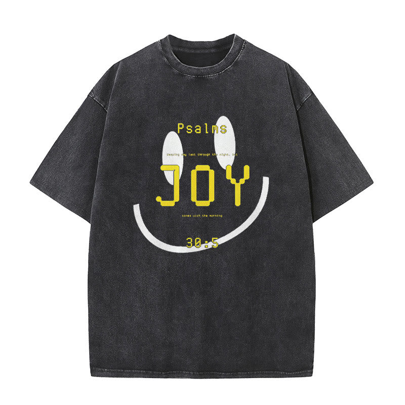 Christianartworkshop Joy Psalm 30:5 Unisex Washed T-Shirt - Black - 5XL - image 0