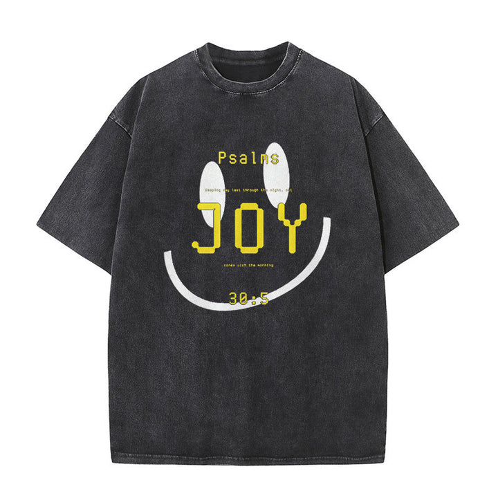 Christianartworkshop Joy Psalm 30:5 Unisex Washed T-Shirt - Black - 5XL - image 0