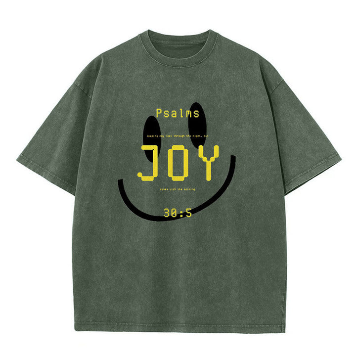 Christianartworkshop Joy Psalm 30:5 Unisex Washed T-Shirt - Army Green - 5XL - image 3