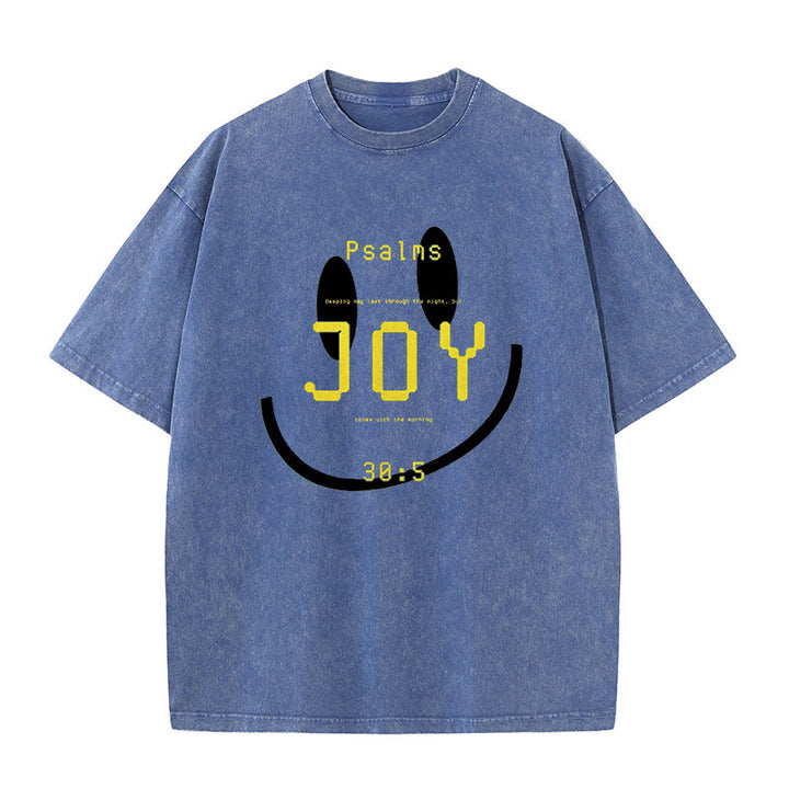 Christianartworkshop Joy Psalm 30:5 Unisex Washed T-Shirt - Blue - 5XL - image 1