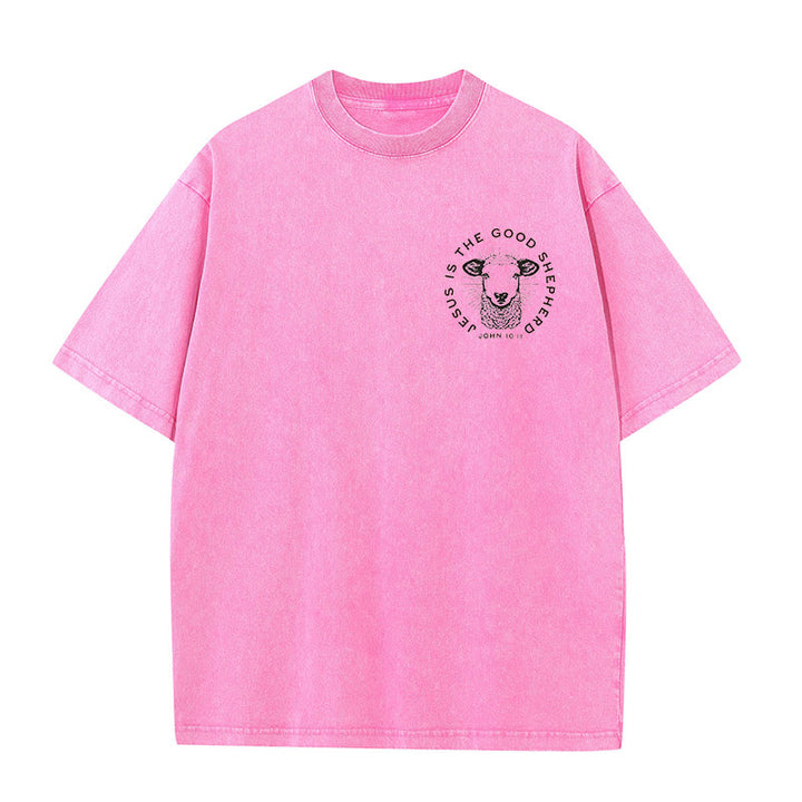 Christianartworkshop "He Left The 99 To Rescue Me" Unisex Washed T-Shirt - image 11