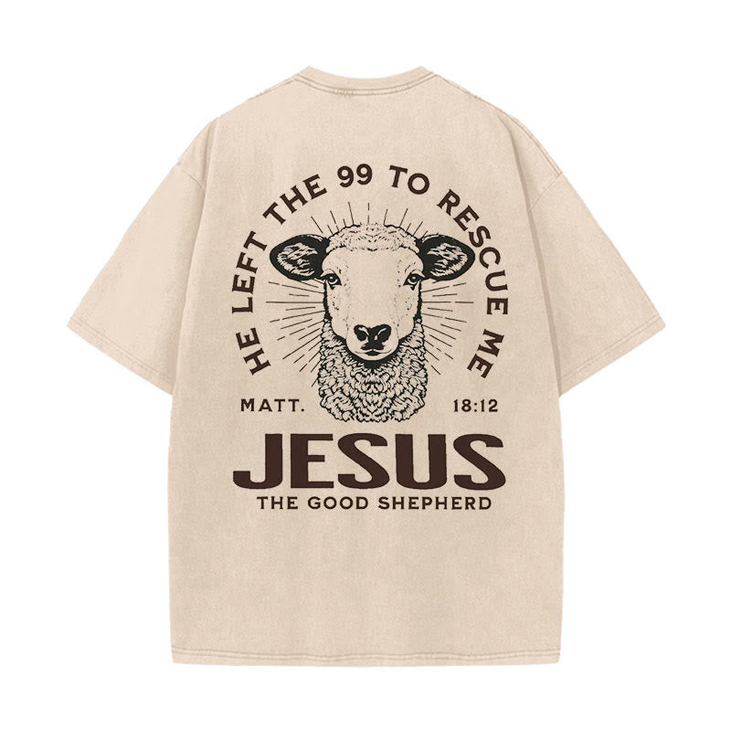 Christianartworkshop "He Left The 99 To Rescue Me" Unisex Washed T-Shirt - Apricot - 5XL - image 12