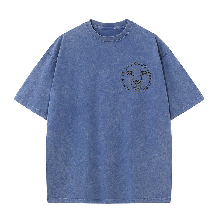 Christianartworkshop "He Left The 99 To Rescue Me" Unisex Washed T-Shirt - image 3