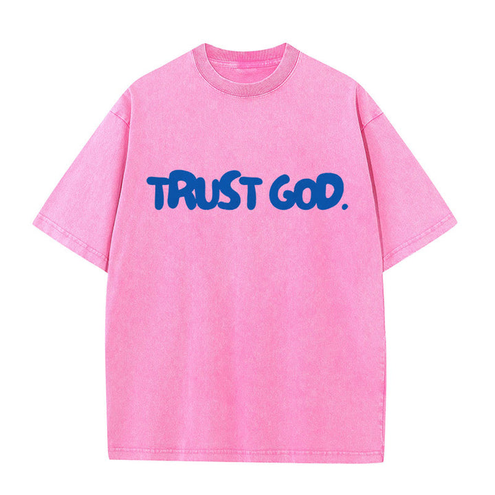 Christianartworkshop Trust In God Unisex Washed T-Shirt - Pink - 5XL - image 8
