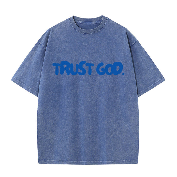 Christianartworkshop Trust In God Unisex Washed T-Shirt - Blue - 5XL - image 10