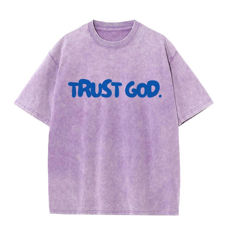 Christianartworkshop Trust In God Unisex Washed T-Shirt - Purple - 5XL - image 9