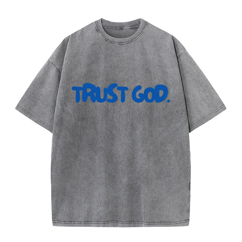 Christianartworkshop Trust In God Unisex Washed T-Shirt - Grey - 5XL - image 5