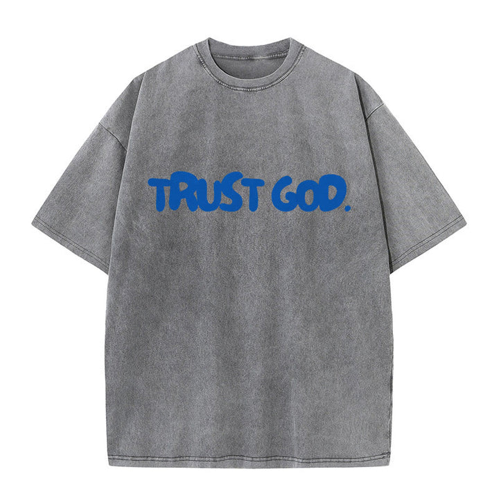 Christianartworkshop Trust In God Unisex Washed T-Shirt - Grey - 5XL - image 5