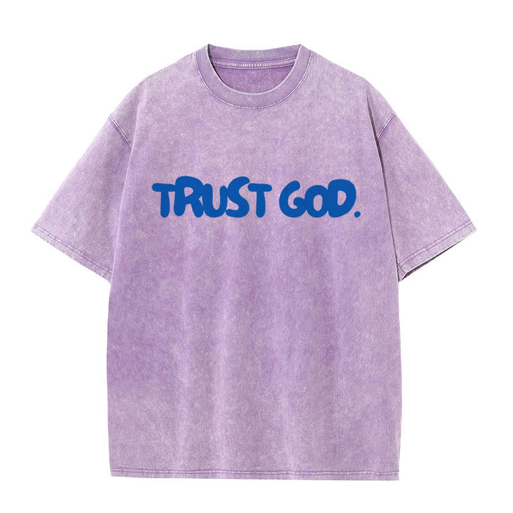 Christianartworkshop Trust In God Unisex Washed T-Shirt - Purple - 5XL - image 9