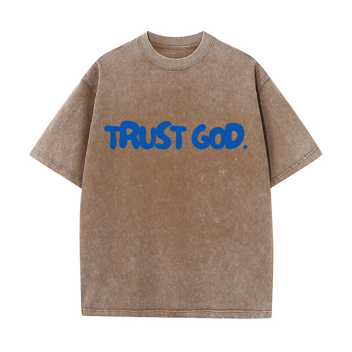 Christianartworkshop Trust In God Unisex Washed T-Shirt - Coffee - 5XL - image 11