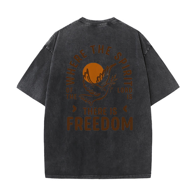 Christianartworkshop Spirit of the Lord and Freedom Unisex Washed T-Shirt - Black - 5XL - image 17