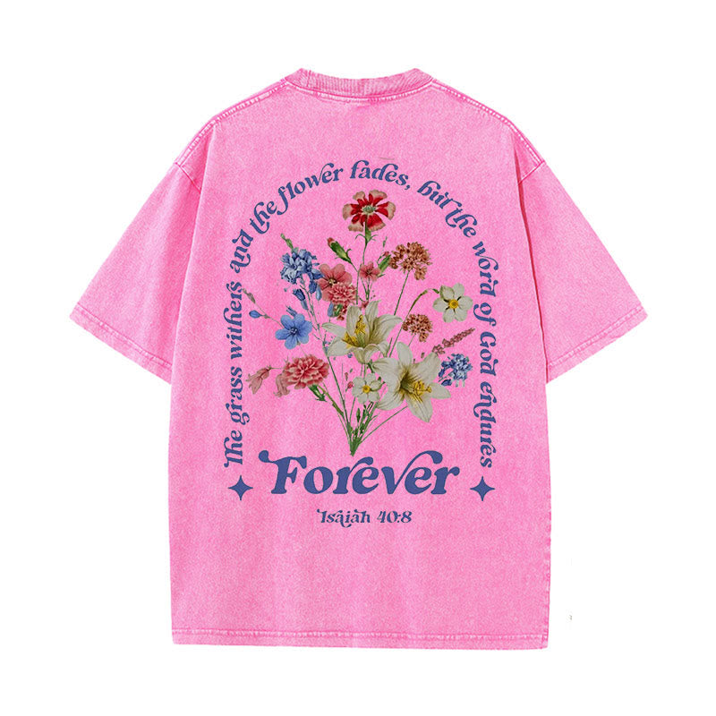 Christianartworkshop Eternal Word of God Unisex Washed T-Shirt - Pink - 5XL - image 3