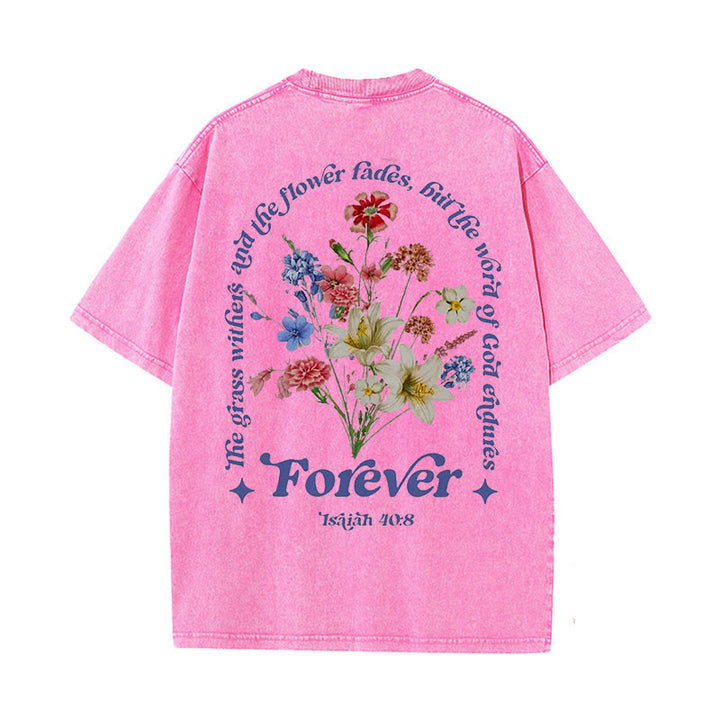 Christianartworkshop Eternal Word of God Unisex Washed T-Shirt - Pink - 5XL - image 3