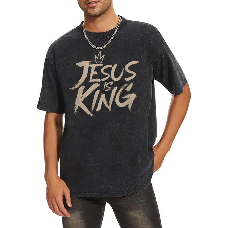 Christianartworkshop Jesus Is King Unisex Washed T-Shirt - image 1