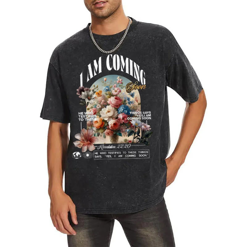 Christianartworkshop I Am Coming Soon Unisex Washed T-Shirt - image 2