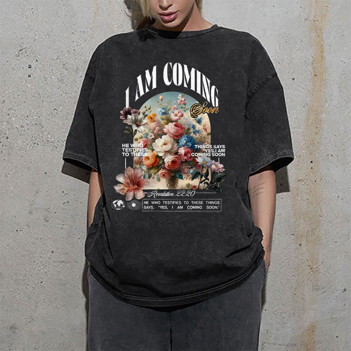 Christianartworkshop I Am Coming Soon Unisex Washed T-Shirt - image 1