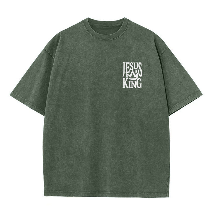 Christianartworkshop Jesus is King Statement Unisex Washed T-Shirt - image 17