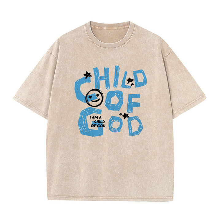 Christianartworkshop Child of God Unisex Washed T-Shirt - Apricot - 5XL - image 2