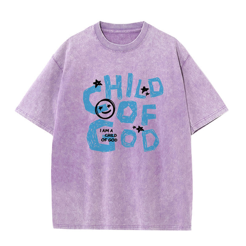 Christianartworkshop Child of God Unisex Washed T-Shirt - Purple - 5XL - image 8