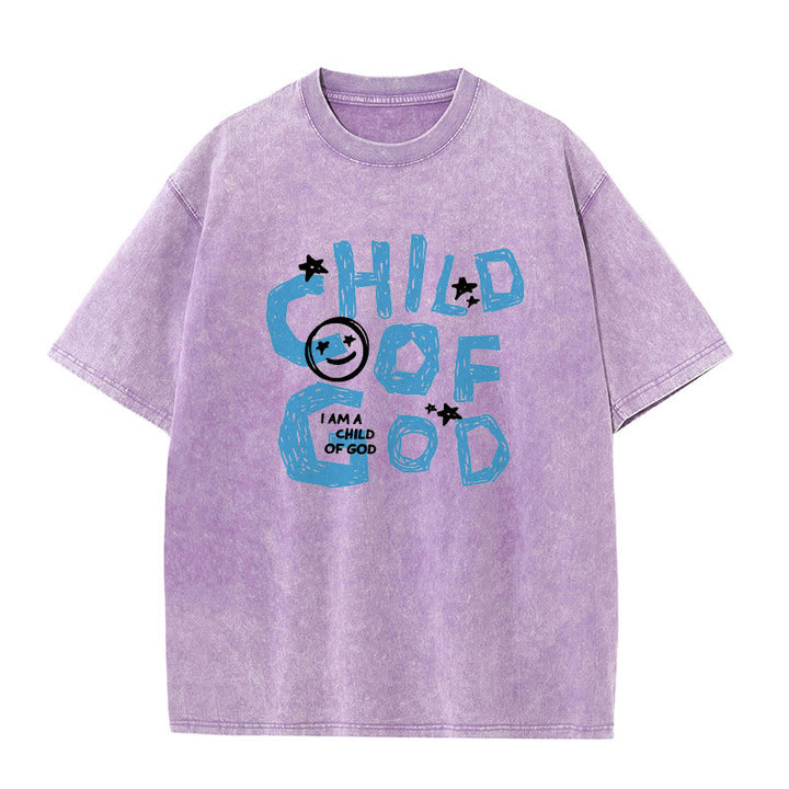 Christianartworkshop Child of God Unisex Washed T-Shirt - Purple - 5XL - image 8