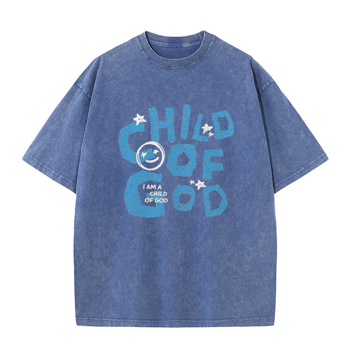 Christianartworkshop Child of God Unisex Washed T-Shirt - Blue - 5XL - image 11