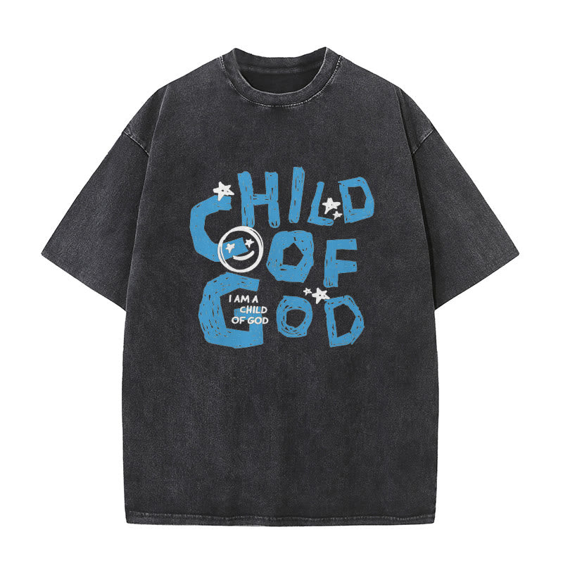 Christianartworkshop Child of God Unisex Washed T-Shirt - Black - 5XL - image 3