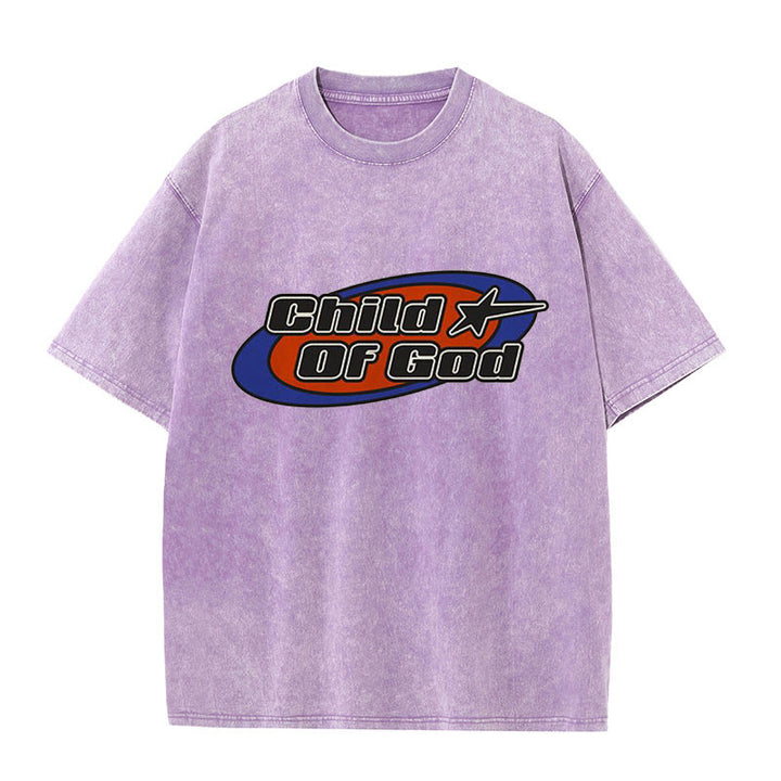 Christianartworkshop Child of God Graphic Unisex Washed T-Shirt - Purple - 5XL - image 6
