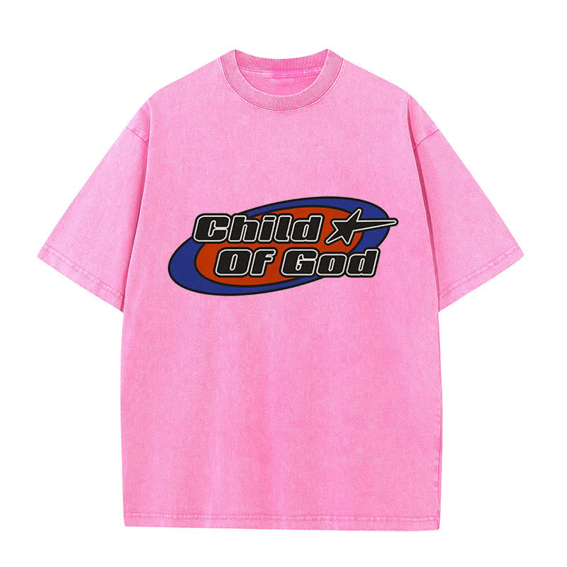 Christianartworkshop Child of God Graphic Unisex Washed T-Shirt - Pink - 5XL - image 9