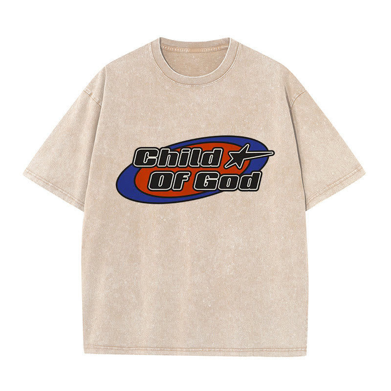 Christianartworkshop Child of God Graphic Unisex Washed T-Shirt - Apricot - 5XL - image 0