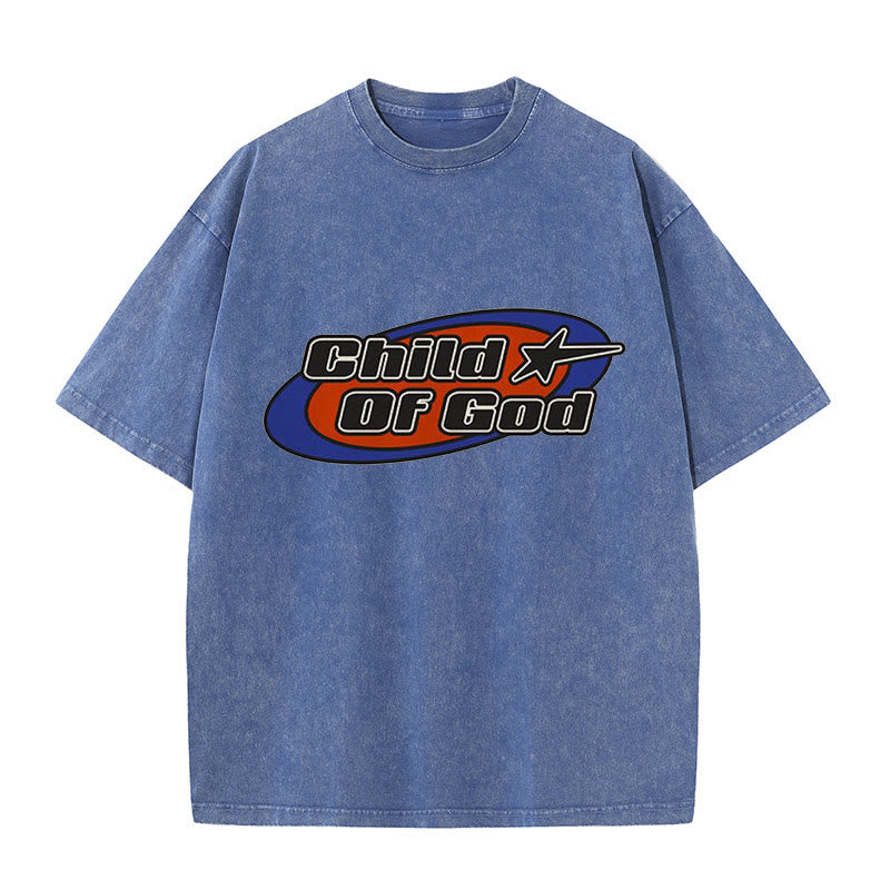 Christianartworkshop Child of God Graphic Unisex Washed T-Shirt - Blue - 5XL - image 5