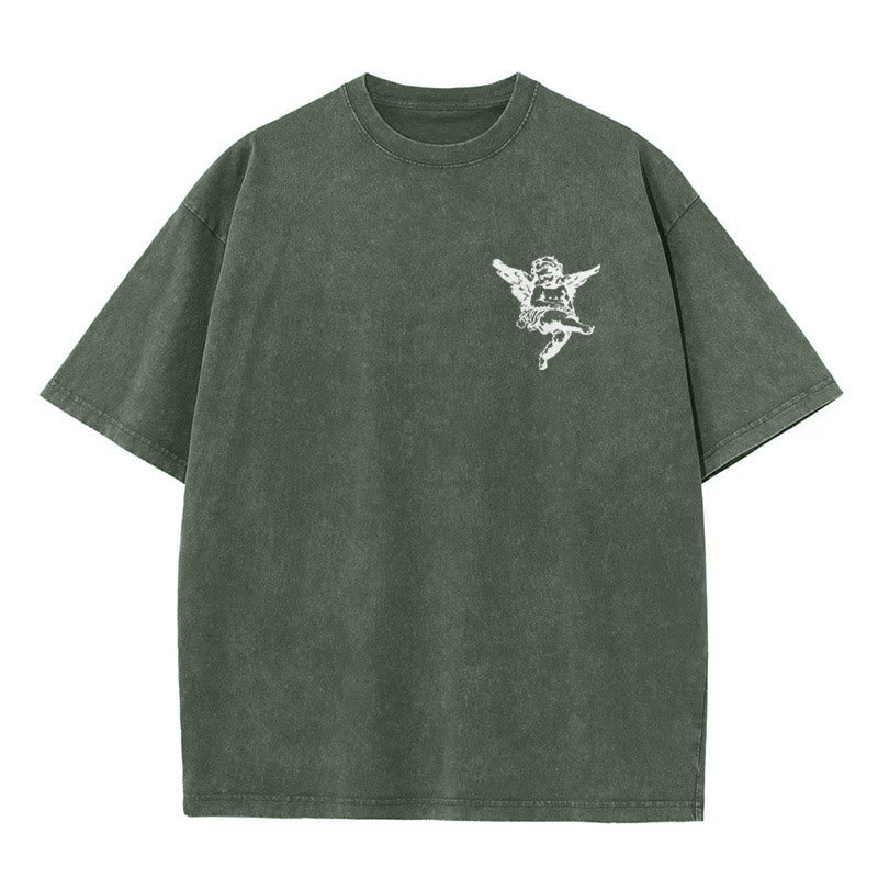 Christianartworkshop Inspired Blessed T-Shirt with Cherub Design Unisex Washed T-Shirt - image 8