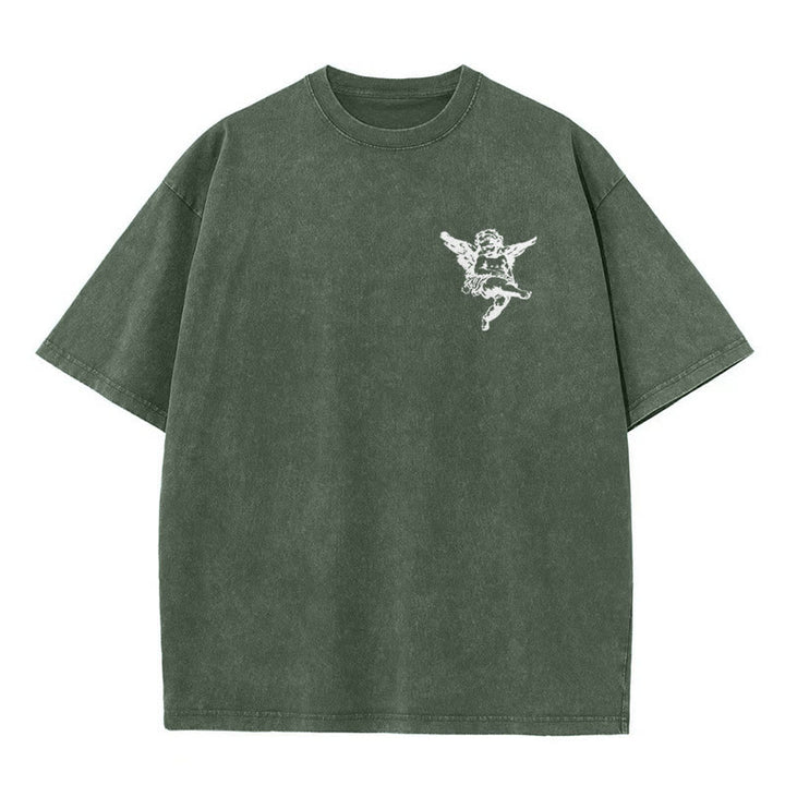 Christianartworkshop Inspired Blessed T-Shirt with Cherub Design Unisex Washed T-Shirt - image 8