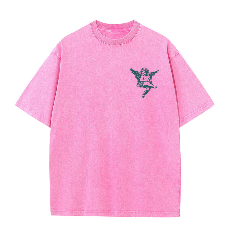 Christianartworkshop Inspired Blessed T-Shirt with Cherub Design Unisex Washed T-Shirt - image 14