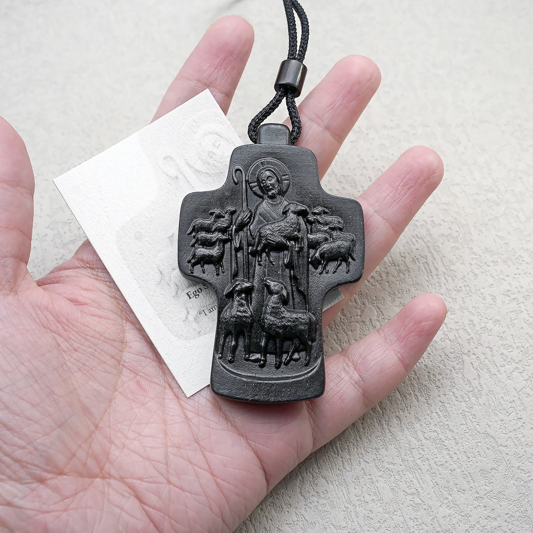 Christianartworkshop Handmade Good Shepherd Jesus With Wood Cross Necklace: A Symbol of Faith and Craftsmanship - image 7