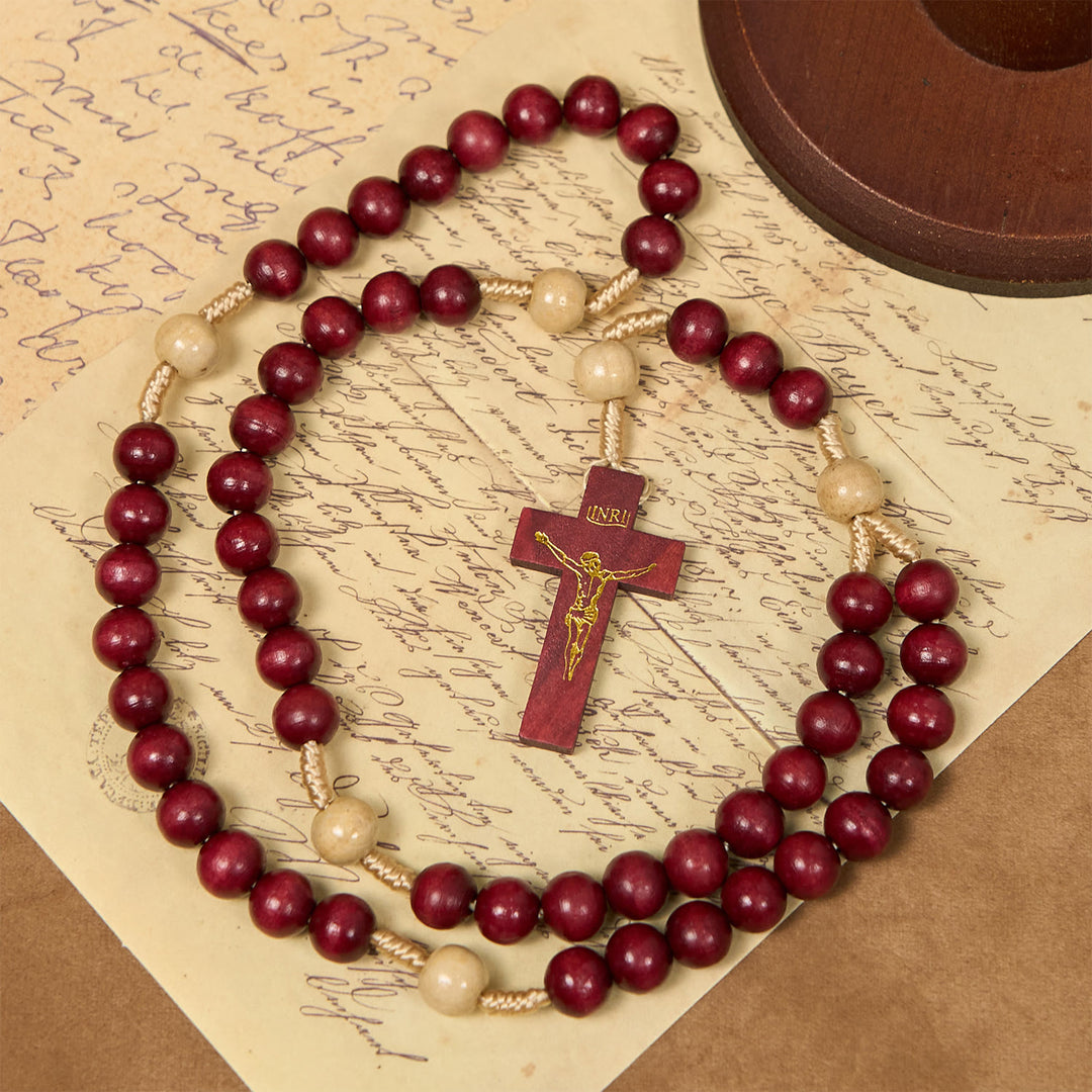 Christianartworkshop 10mm Wine Wooden Beads Traditional Rosary: A Timeless Spiritual Companion - Wine - image 0